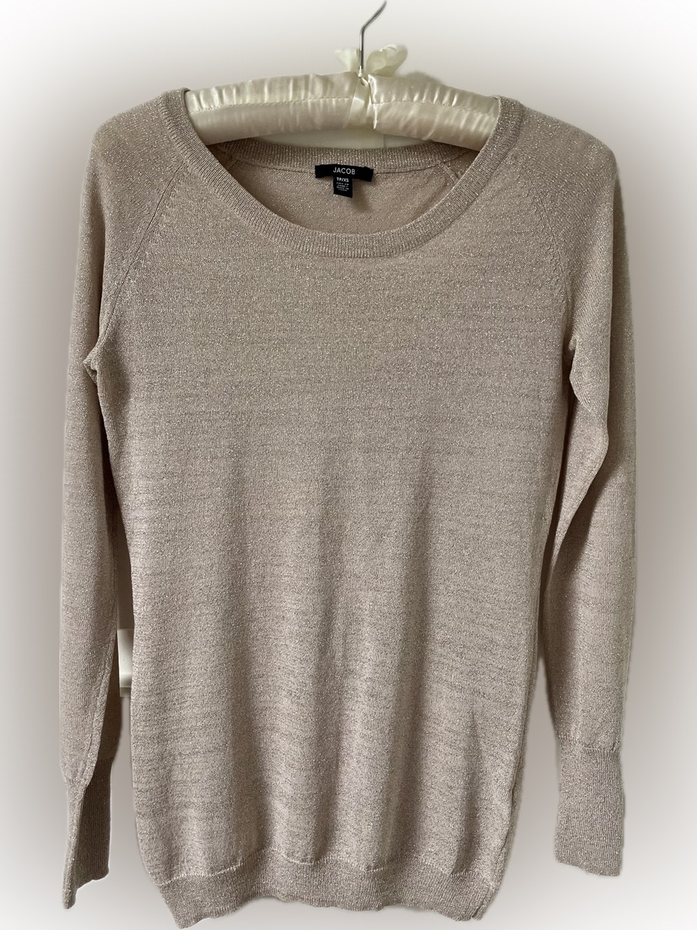 Champagne Shimmer Knit Sweater, XS